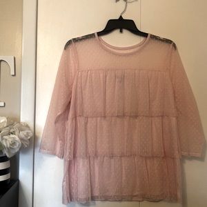 NWT Pink Sheer Ruffled Plus Size Too from Lane Bryant